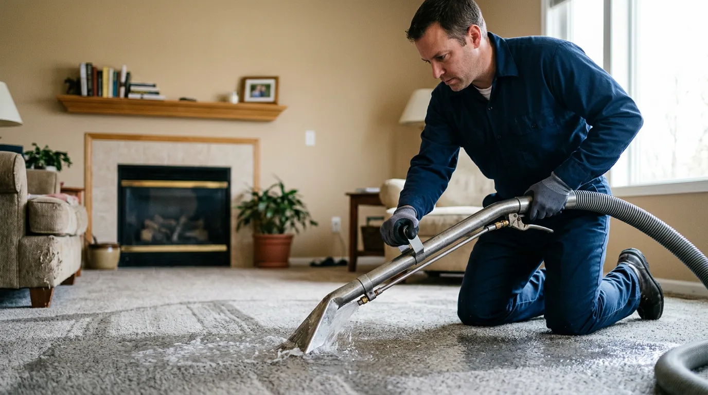 Water damage restoration technician working near Willisville, AR